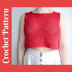 CROCHET PATTERN: Hip To Be Square Top, Crochet Top, Crochet Tank, Granny Square Top, Crochet Singlet Top, Summer Top, Adult, Beginner