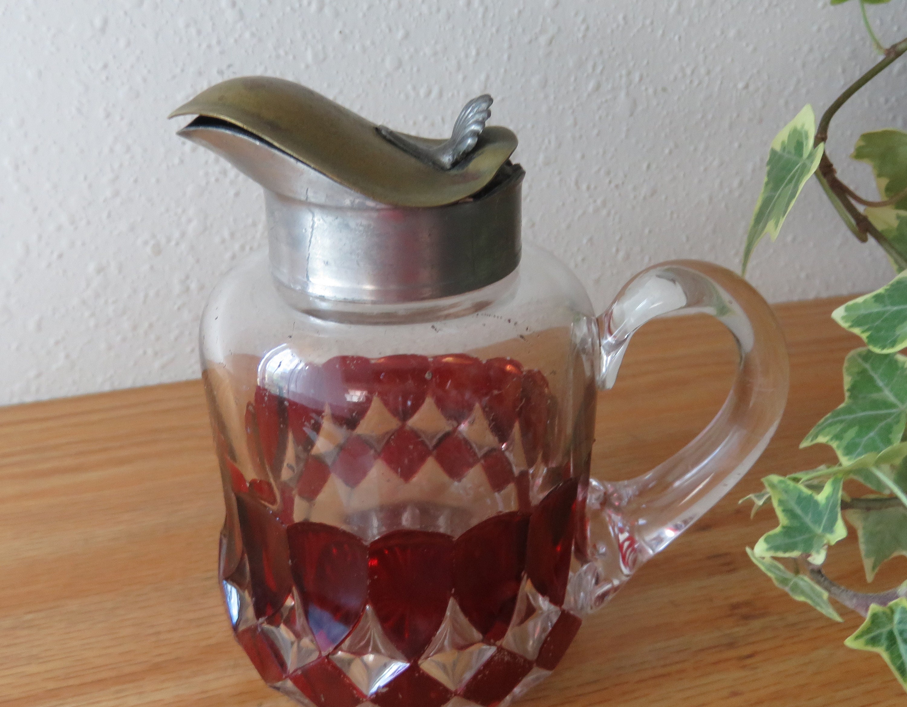 EAPG Ruby Stained Syrup Jug Pioneer's Victoria Antique Etsy UK