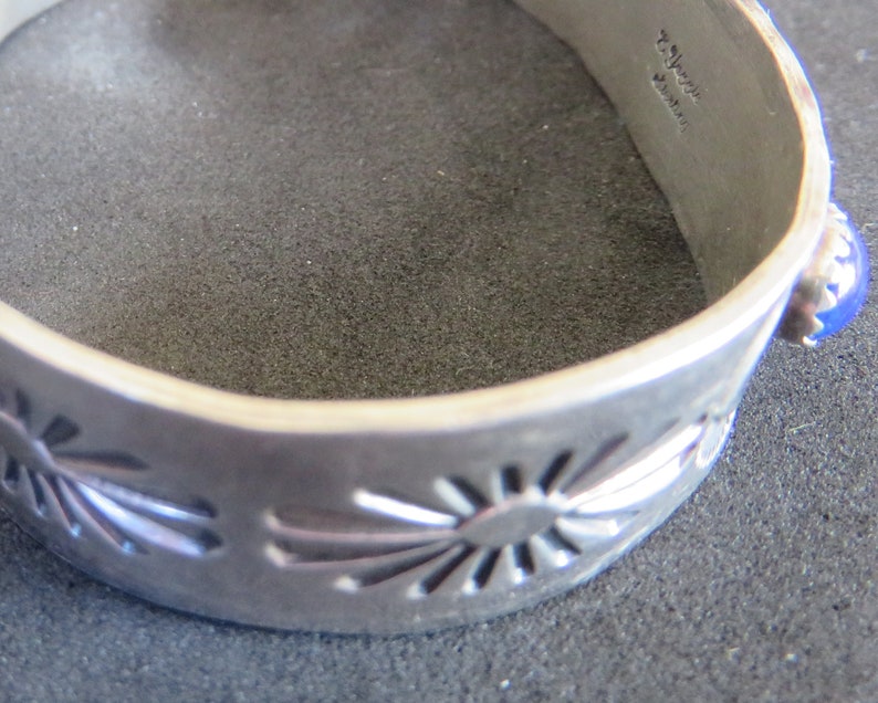 Native American E Yazzie Mult-colored Stone Sterling Silver Bracelet