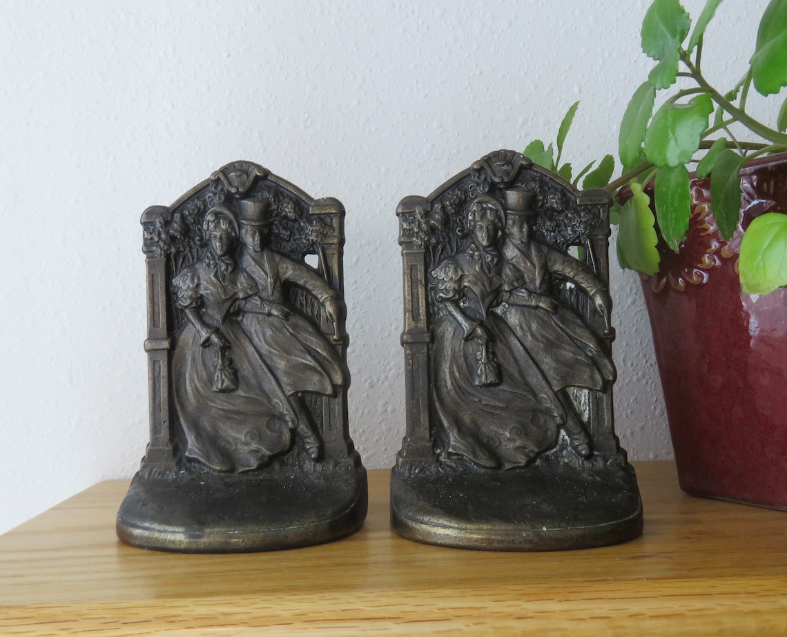 Antique Cast Iron Judd Bookends With Bronze Finish Victorian Etsy