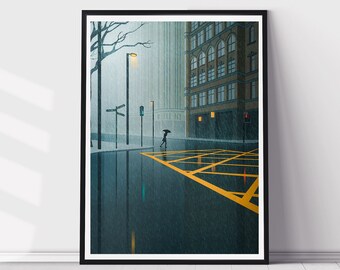 Downpour on Deansgate print. [Limited Edition] Cityscape - House Decor - Architecture Print - Manchester Print - Wall Art - Home Decor