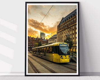 St Peter's Square Tram - Manchester - Cityscape - House Decor - Architecture Print - Manchester Print - Wall Art - Home Decor