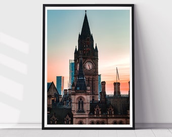 Town Hall sunset print - Cityscape - House Decor - Architecture Print - Manchester Print - Wall Art - Home Decor - Manchester Town Hall