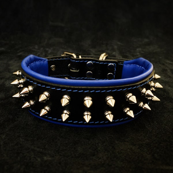 The original Bestia™ "Frenchie" collar. 100% genuine leather. Soft padded. 4 color options. Screw spikes. French Bulldog design. Hand made!