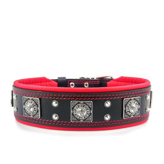 Bestia eros Genuine Leather Dog Collar for Large Dog Breeds. 2.5 Inch Wide. Soft Padded. Antique Silver Rivets. Hand Made in Europe Etsy Canada