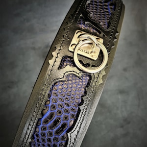 BESTIA &#39;&#39;INDIGO&#39;&#39; leather collar for big dogs, mastiffs, dogo canario, presa, Rottweiler. Perfect fit. Soft padded handmade