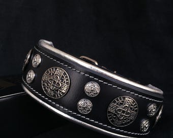 Bestia "Hektor" Leather Dog Collar: Padded, Rivet Design for Large Dogs