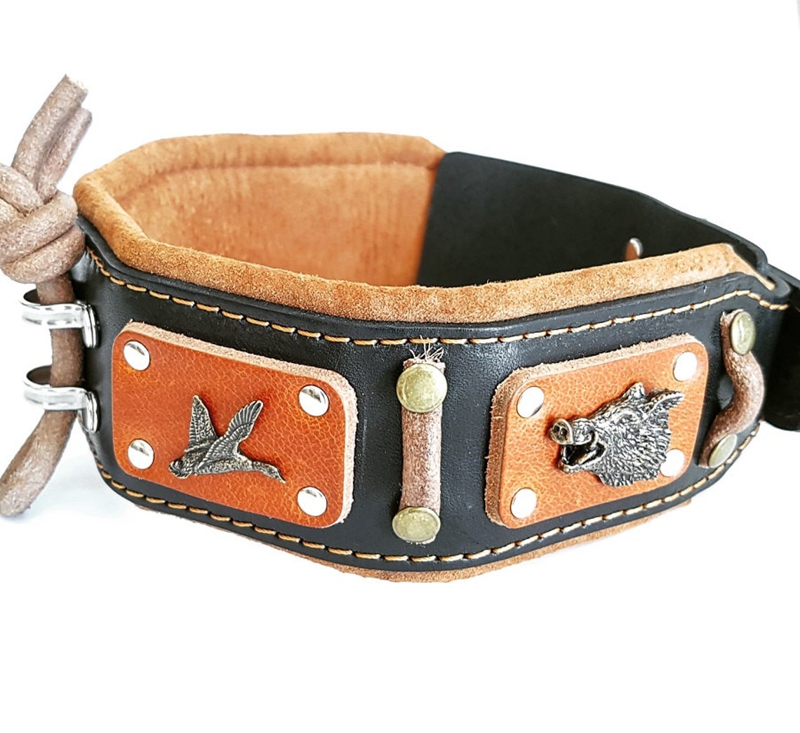 Bestia™ hunter Genuine Leather Dog Collar for Etsy