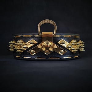 BESTIA &#39;&#39;Midas&#39;&#39; leather collar for big dogs, mastiffs, dogo canario, presa, Rottweiler. Perfect fit. Soft padded handmade