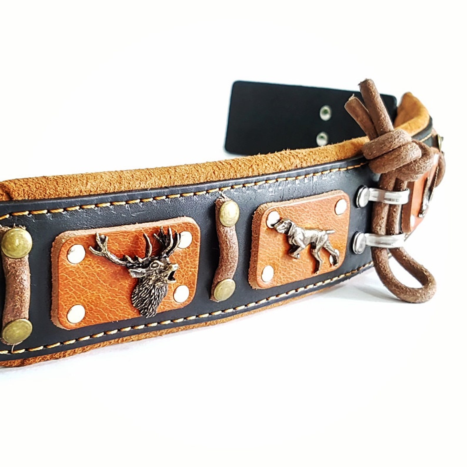 Bestia™ hunter Genuine Leather Dog Collar for Etsy