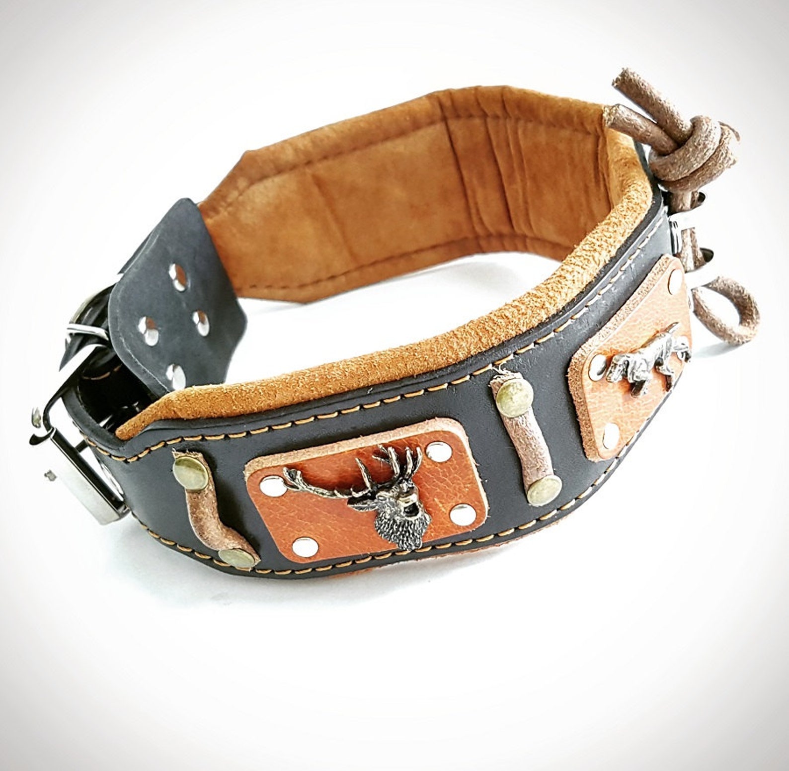 Bestia™ hunter Genuine Leather Dog Collar for Etsy