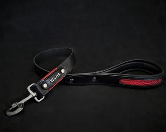 The ''Red Dragon'' dog leash. Soft padded handle. Very durable. Hand made in Europe