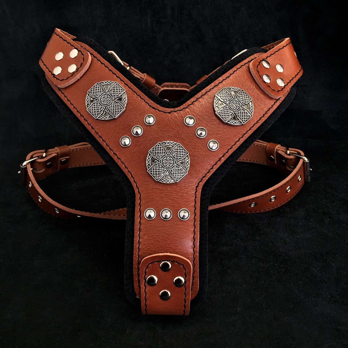 Bestia™ genuine leather Maximus Silver harness. | Etsy