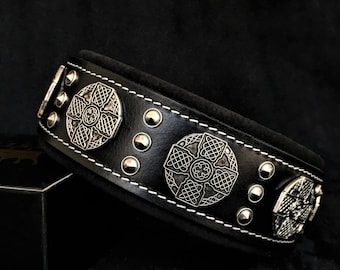 Bestia "Maximus" Leather Dog Collar, Wide Padded Design, Large Breeds