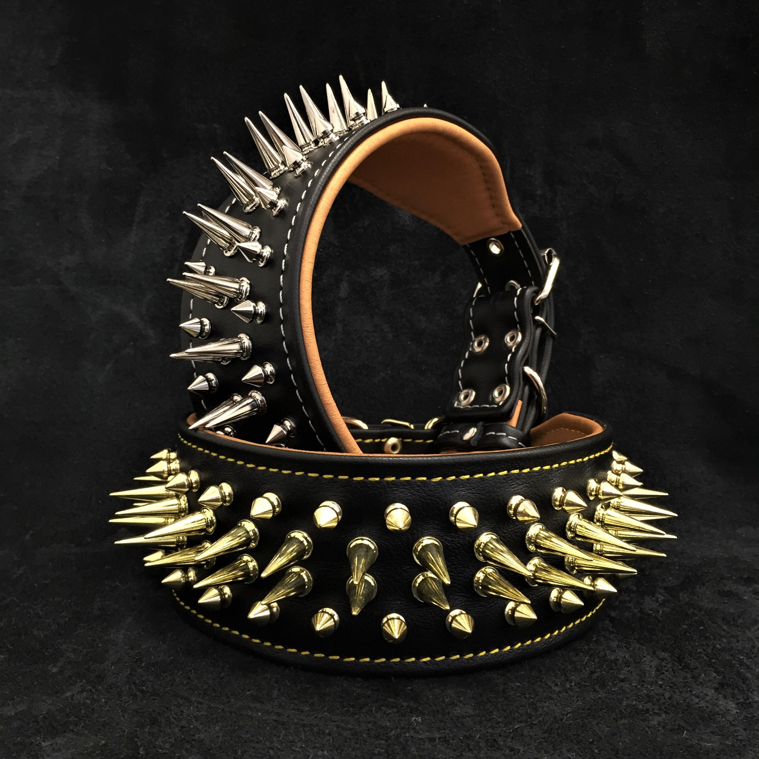 Bestia Hunter Collare Cane - Pelle Vera Imbottita, Razze Grandi, Corso, Rottweiler, Larghezza 6.3cm