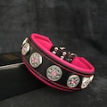 Rhinestone Rivet Leather Dog Collar – Padded, Handmade product logo
