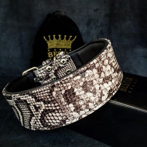 BESTIA &#39;&#39;Rock-Python&#39;&#39;  leather dog collar for big dogs, mastiffs, dogo canario, presa, Rottweiler. Perfect fit. Soft padded handmade