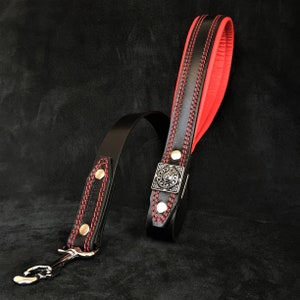 Handmade Leather Dog Leash with Padded Handle & Rivet