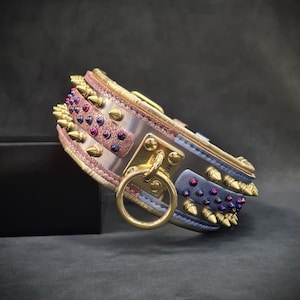 BESTIA &#39;&#39;Candy&#39;&#39; leather collar for big dogs, mastiffs, dogo canario, presa, Rottweiler. Perfect fit. Soft padded handmade