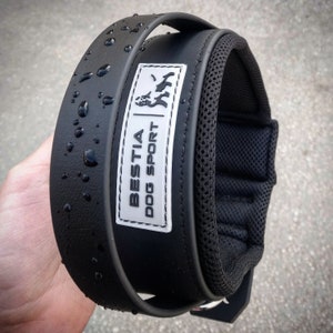 BESTIA DOG SPORT black handle collar. padded. waterproof. stainless steel. best quality.