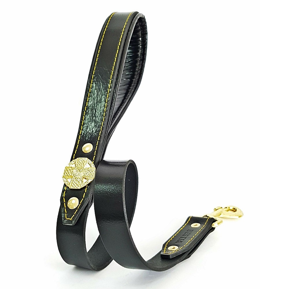 Handmade Leather Dog Collar & Leash Set: Padded, Brass Rivets - Etsy
