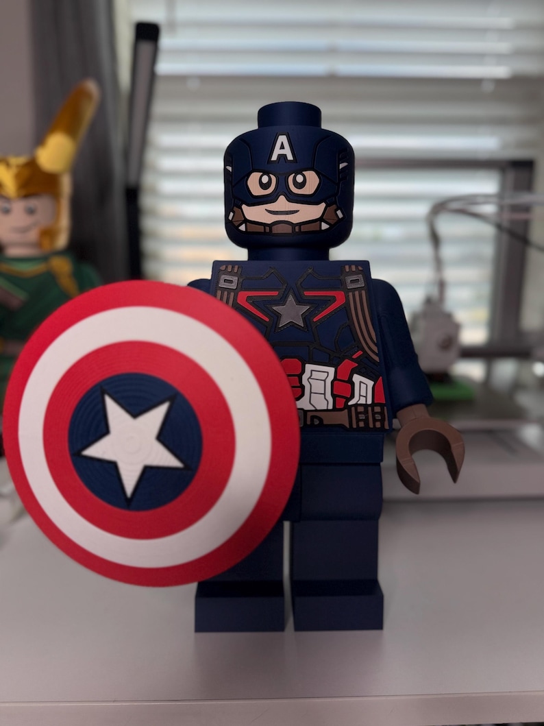 16 Inch Captain America Figure | Large 3D Printed Marvel Collectible | The First Avenger Statue | Marvel Fan Art Display image 4