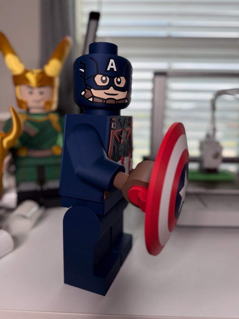 16 Inch Captain America Figure | Large 3D Printed Marvel Collectible | The First Avenger Statue | Marvel Fan Art Display image 8