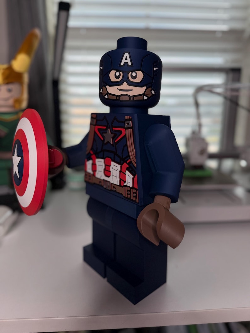 16 Inch Captain America Figure | Large 3D Printed Marvel Collectible | The First Avenger Statue | Marvel Fan Art Display image 7