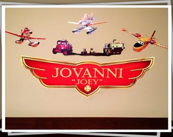 Personalized Planes Fire and Rescue Wall Decals