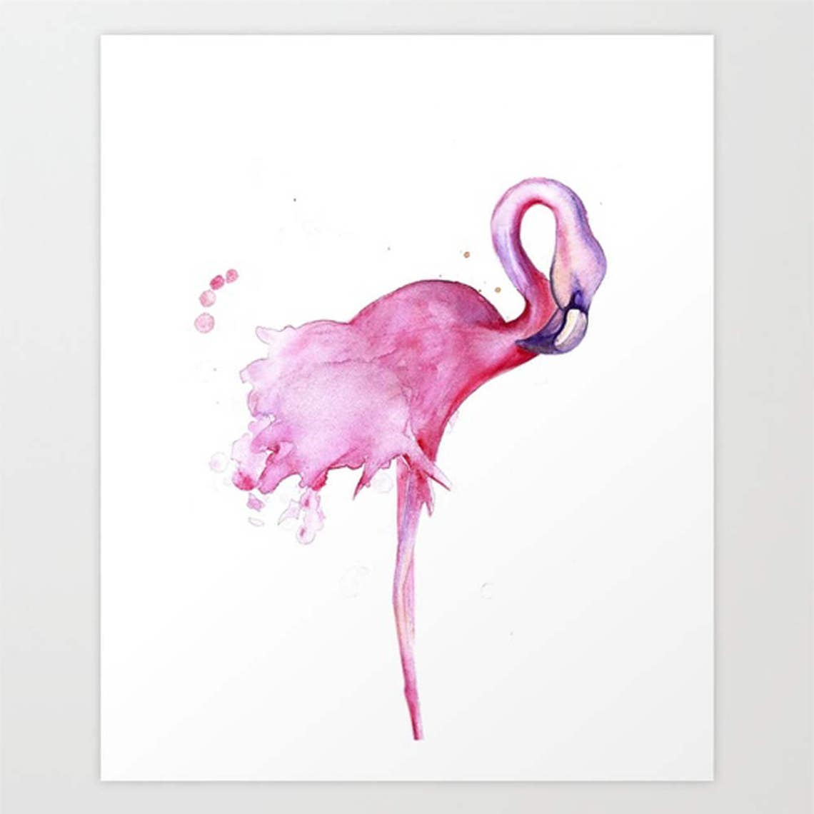 Flamingo. Bird. Watercolor Art Print. Wall Art. Home Decor. Etsy