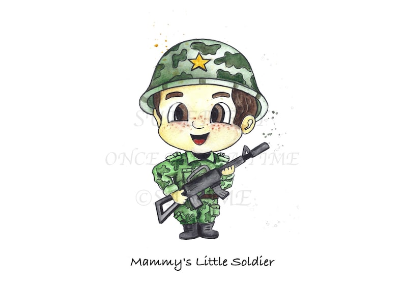 Boys Dream Art Digital Art Fine Gift Watercolor Art Print Nursery Room Decoration Little Soldier Modern Art Boys Room Decor