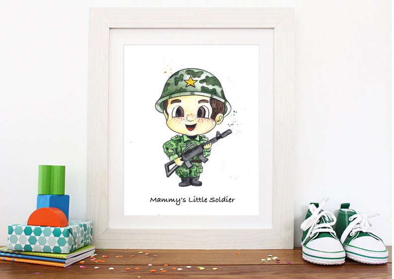 Boys Dream Art Digital Art Fine Gift Watercolor Art Print Nursery Room Decoration Little Soldier Modern Art Boys Room Decor