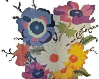 Vintage 70s Crewel Kit: Family Circle Peony Bouquet, 14” Pillow Top