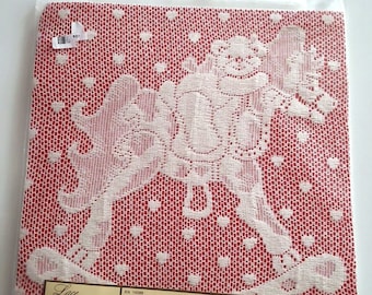 Vintage Carousel Horse Lace Fabric Panel, Country Style (27” x 36”