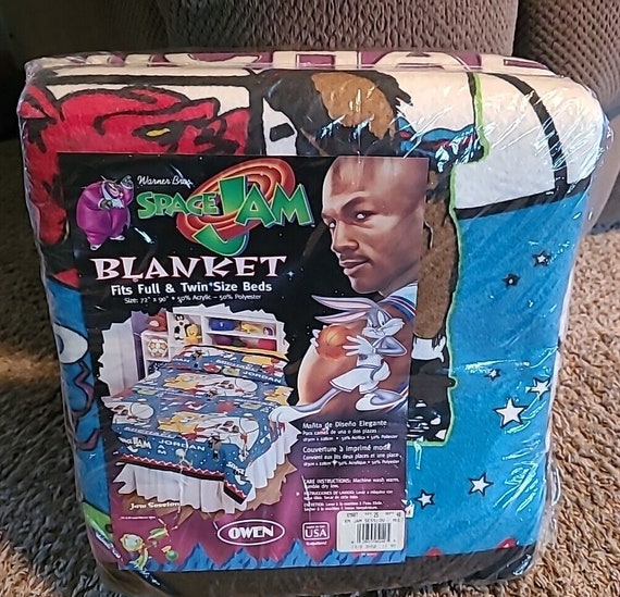 Vintage Sealed 1996 Looney Tunes Space Jam Blanket Full Twin