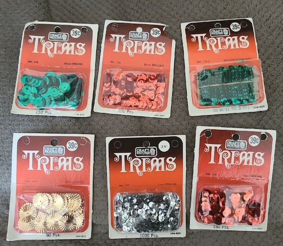 Vintage Craft House Sequins Trim Lot, MCM Ornament Costume Supplies