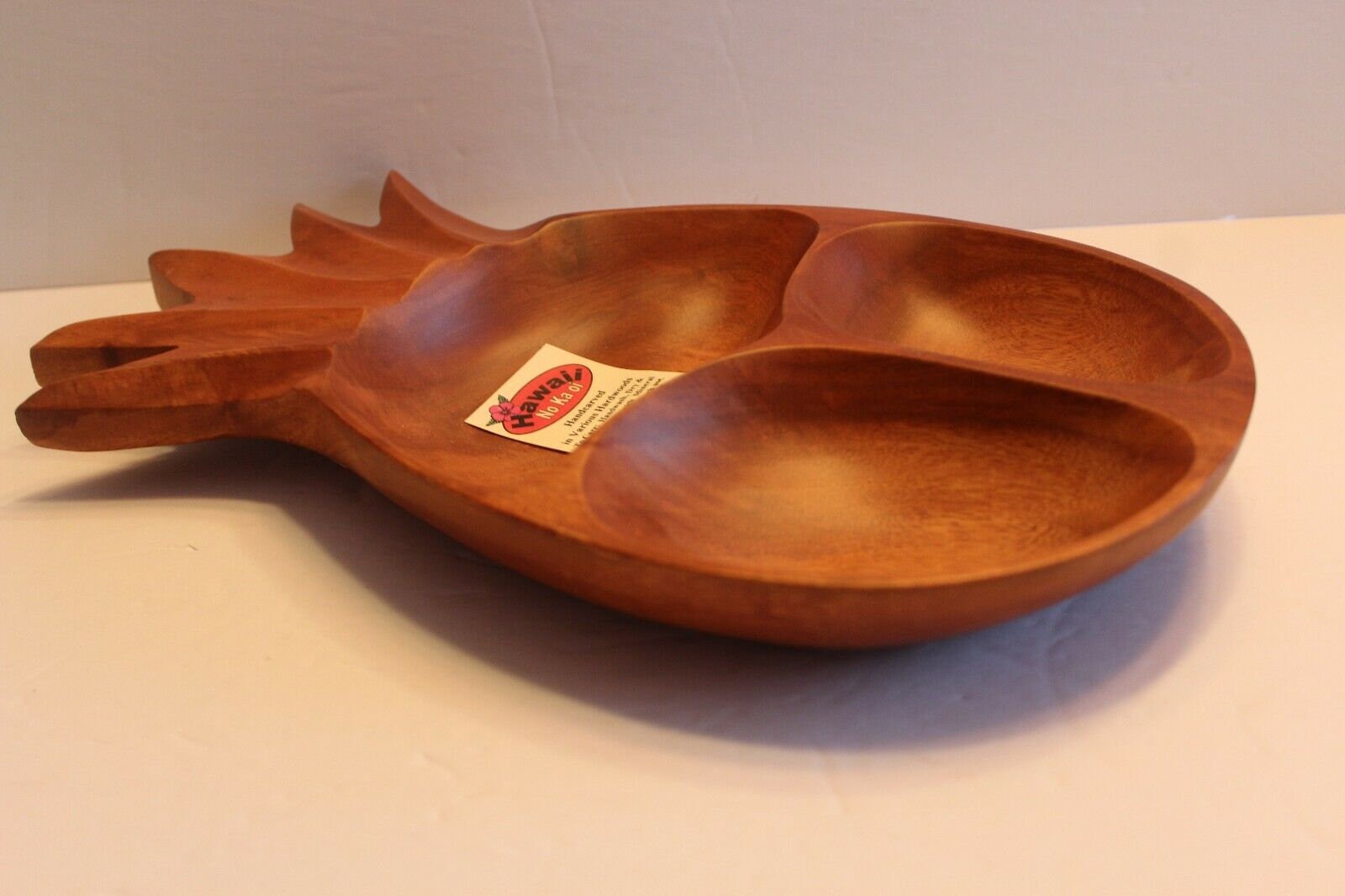 Vintage Hand Carved Wooden Pineapple Divided Serving Dish Tray Etsy UK