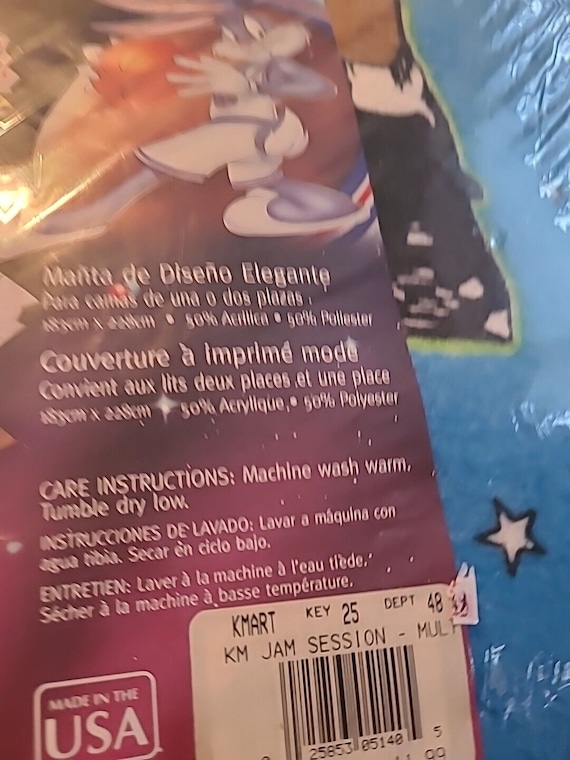 Vintage Sealed 1996 Looney Tunes Space Jam Blanket Full Twin