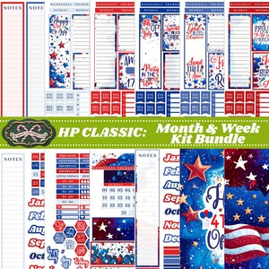 Rot, Weiß & Blau - Classic Happy Planner (EP) Bundle Kit Druckbare Planner Stickers Kit, Cricut freundlich
