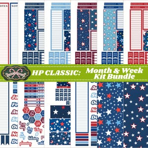 Kit de adesivos para planejador imprimível Star Spangled - Classic Happy Planner (HP), Cricut
