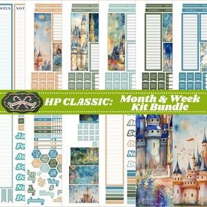 Kit de adesivos para planejador Happy Magic Castle - Classic Happy Planner (HP) para impressão, Cricut