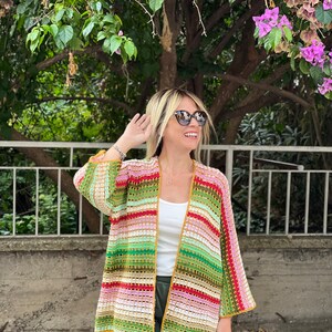 Crochet Granny Square Cardigan: Custom Cotton Yarn Knit