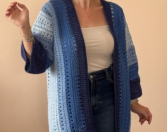 Cardigan all'uncinetto Grandma Square: lavorato a maglia su misura in misto cotone