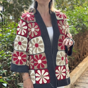 Granny Square Crochet Cardigan: Custom Cotton Blend Knit