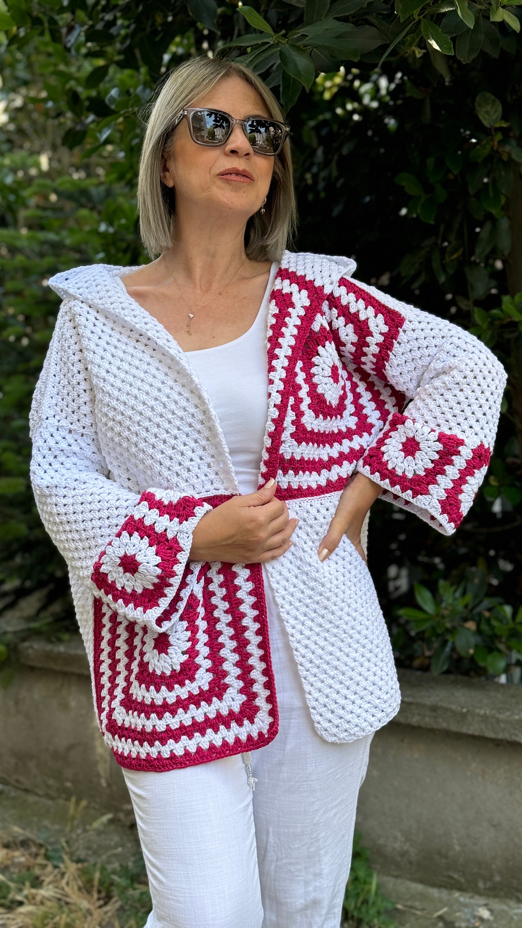 Fully Hand Crocheted Wool Cardigan