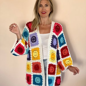 Granny Square Crochet Cardigan: Custom Cotton Yarn Knit
