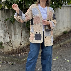 Handmade Granny Square Crochet Cardigan: Custom Cotton Yarn