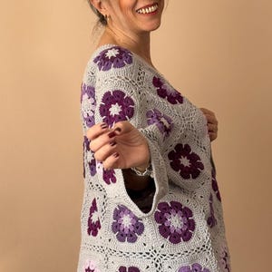 Granny Square Crochet Cardigan: Custom Cotton Blend Knitwear