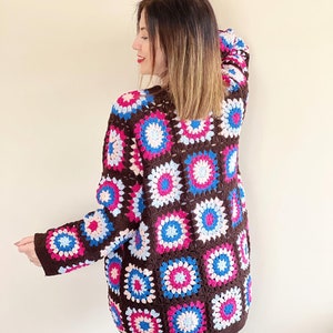 Granny Square Crochet Cardigan: Custom Cotton Yarn Knit
