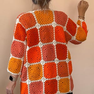 Granny Square Crochet Cardigan: Custom Cotton Blend Knit